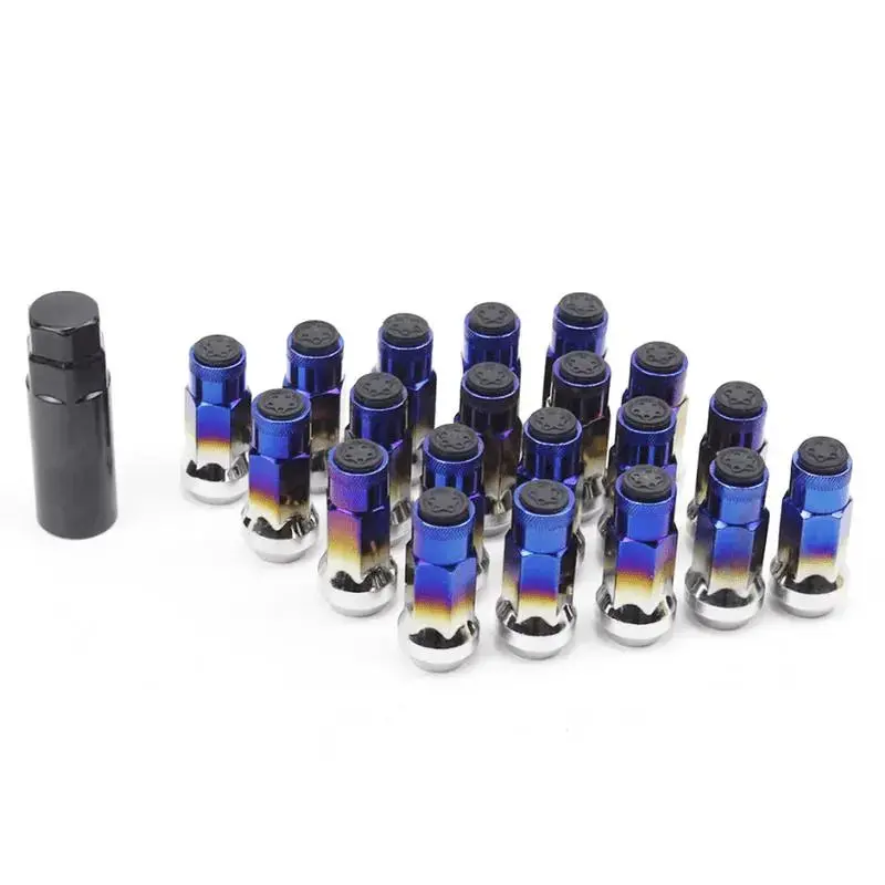 Burnt Blue Lug Nuts 48Mm Open Extended With Dust Plugs 1
