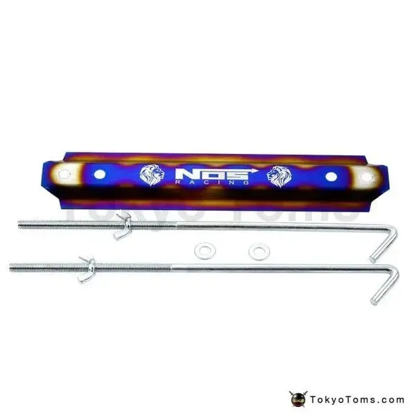Burnt Blue Nos Adjustable Billet Battery Tie Down Bar 1