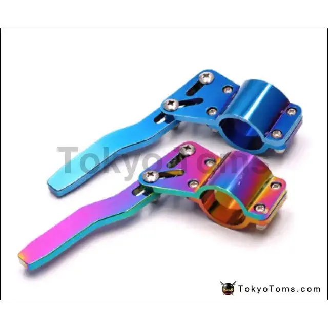 Neo Chrome/Burnt Blue Type Aluminium Car Turn Signal Lever Extender Steering Wheel Turn Rod Position Up Kit 2