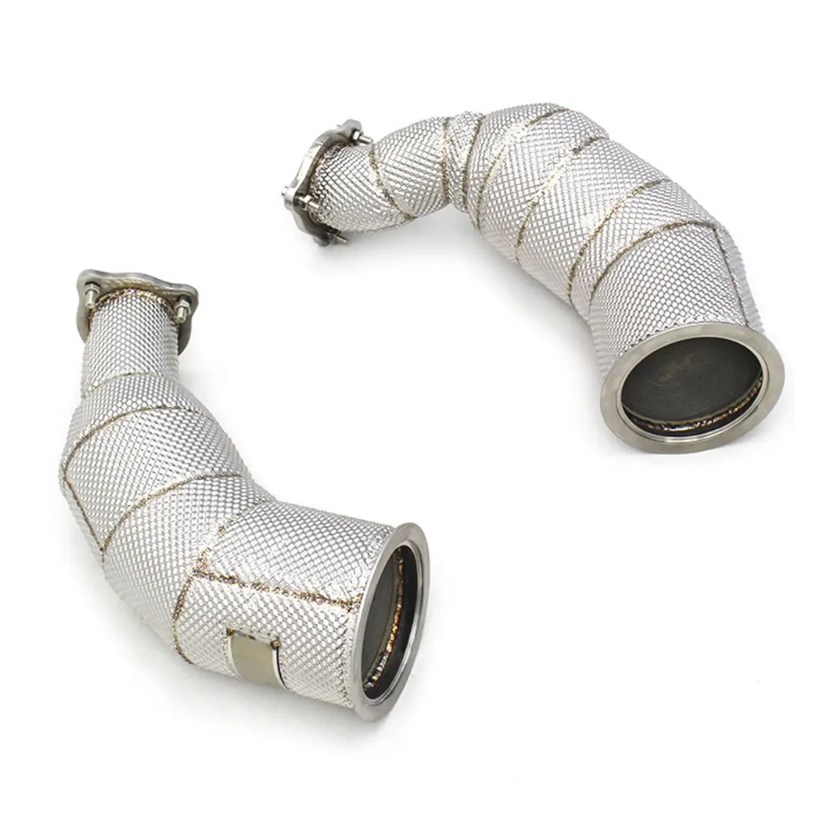 Catless High Flow 304 Stainless Exhaust Downpipe For Audi Rs6 Rs7 C8 4.0Tt 1