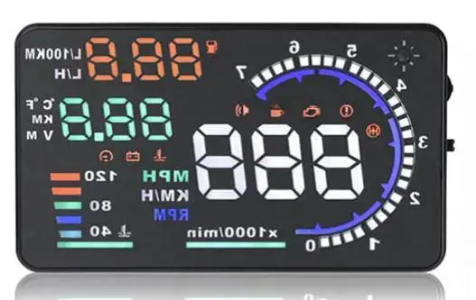 Car Head Up Display 3", 4" And 5.5" Led Windscreen Projector - Obd Scanner: Speed, Fuel Warning, Alarm, Data Diagnostic Tool 3