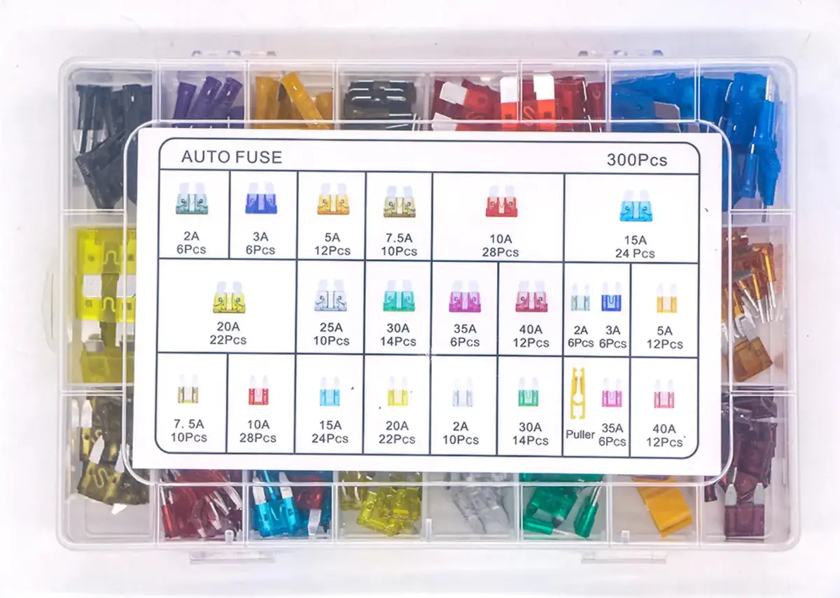 Car Fuse Zinc 300Pcs 2A-40A Mix Kit With Puller 1