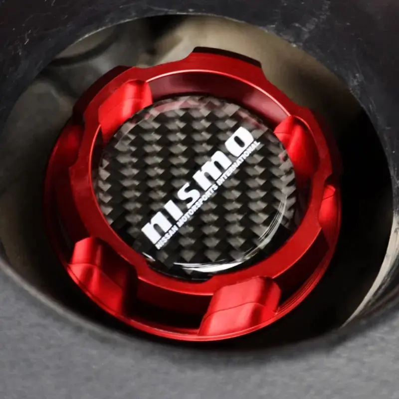 Carbon Fiber Nis Red Aluminum Engine Oil Cap 1