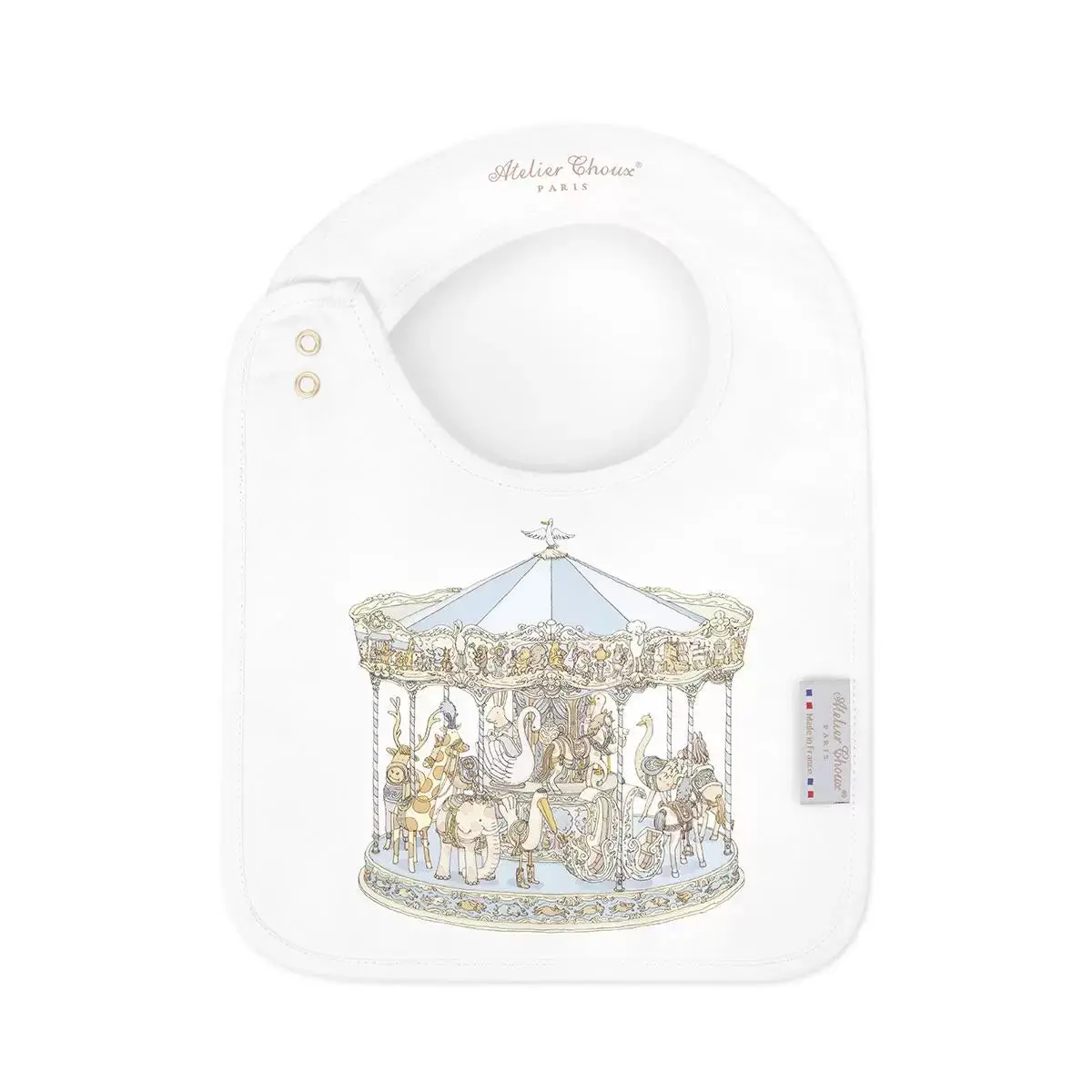 Satin Bib – Carousel Blue 1