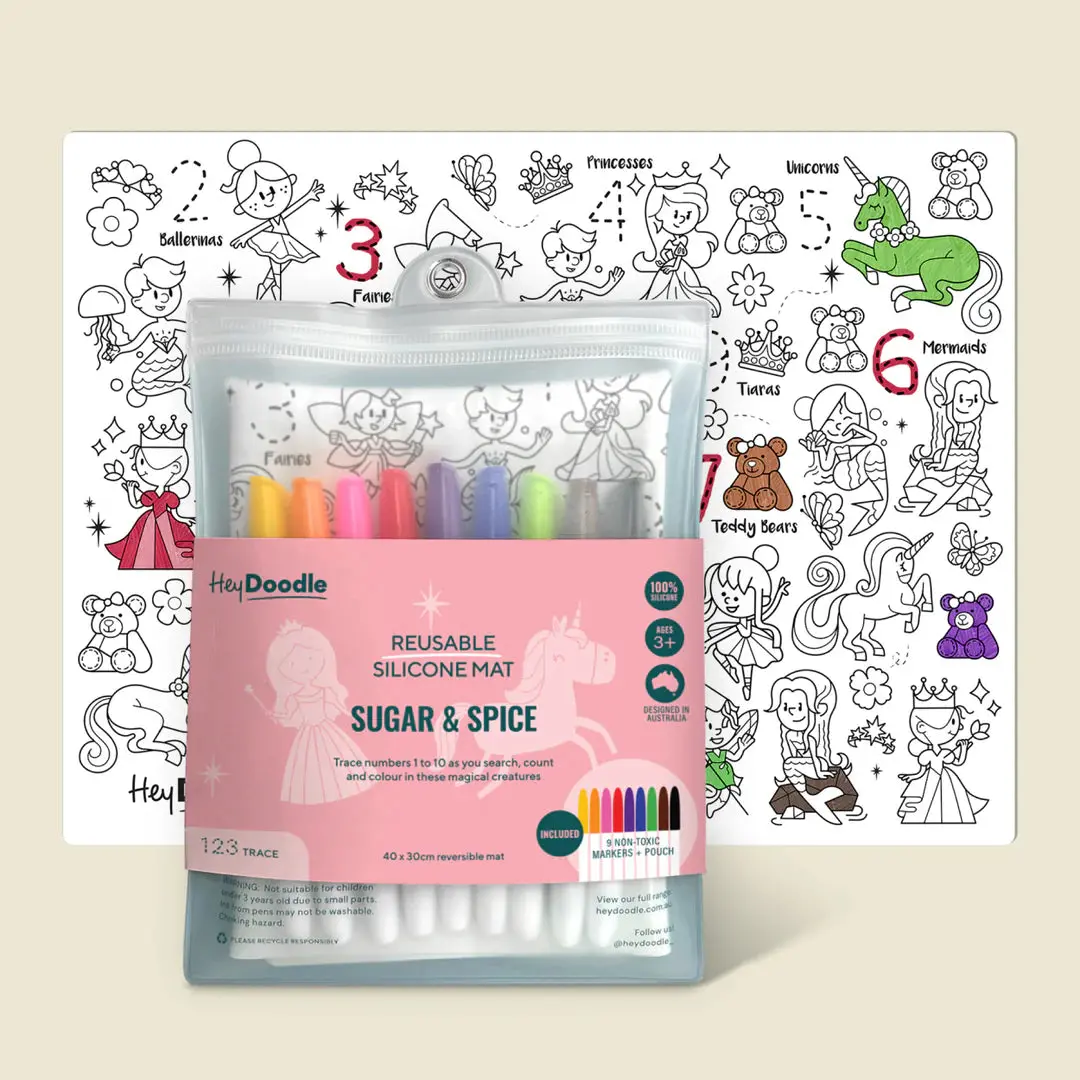 Hey Doodle Reusable Colouring Silicone Placemat Various Styles 2