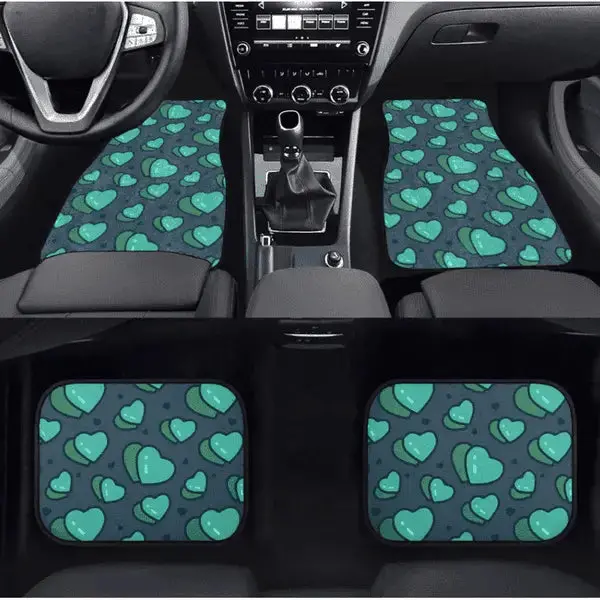 Custom Green Hearts Floor Mats 1