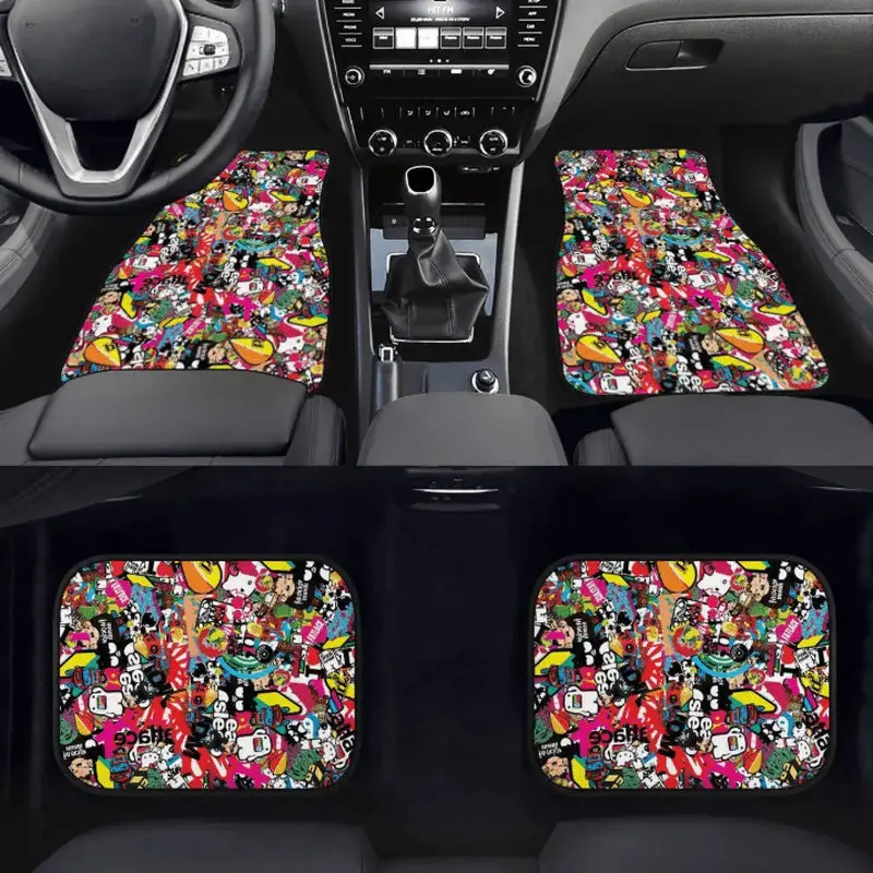 Custom Jdm Sticker Bomb  Floor Mats 1