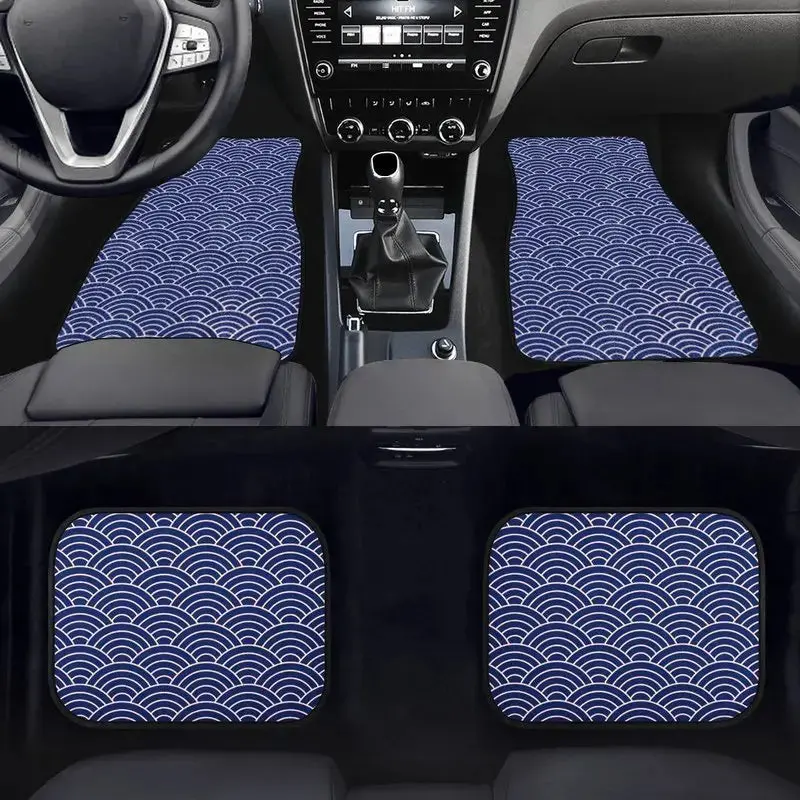 Custom Japanese Waves Floor Mats Blue 1