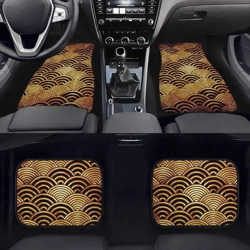 Custom Japanese Waves Floor Mats Gold 1