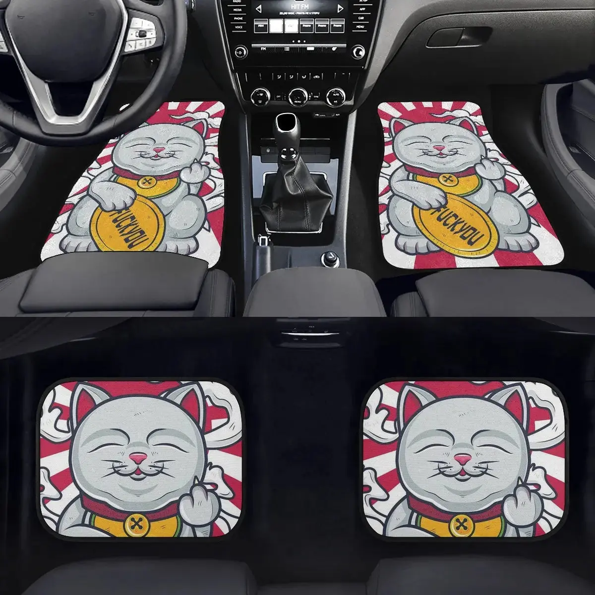Custom Lucky Jdm Fu Cat Floor Mats 1