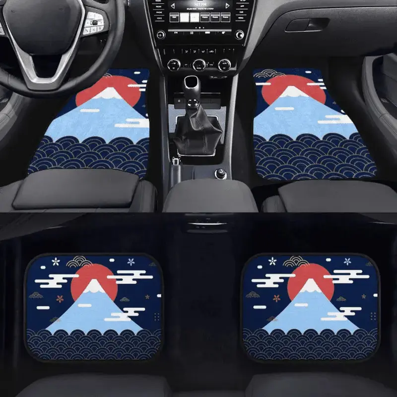 Custom Mount Fuji + Japanese Sunrise  + Waves Floor Mats 1