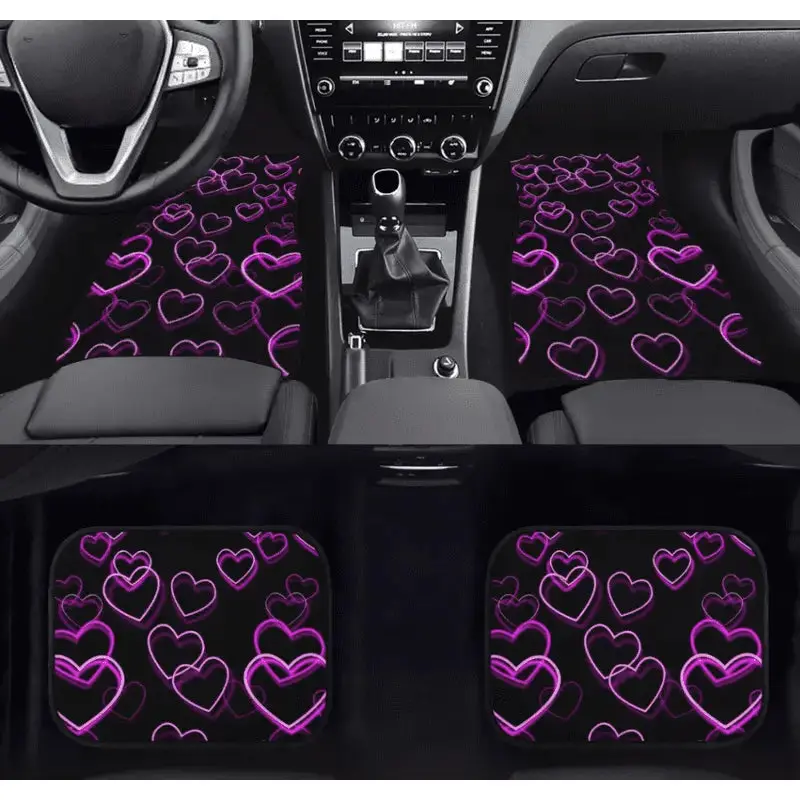 Custom Neo Pink Hearts Floor Mats 1