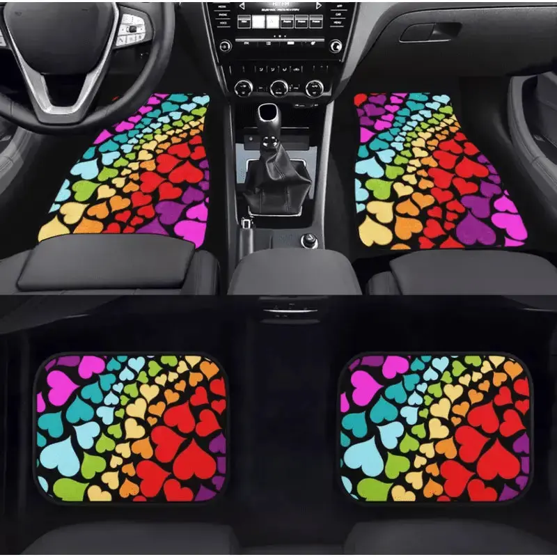 Custom Rainbow Hearts Floor Mats 1