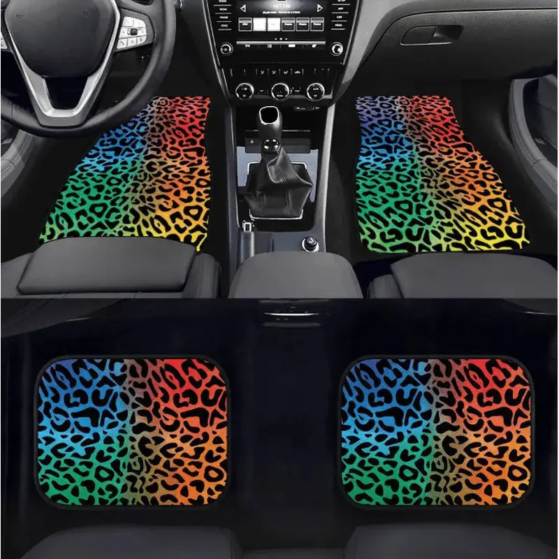 Custom Rainbow Leopard Floor Mats 1