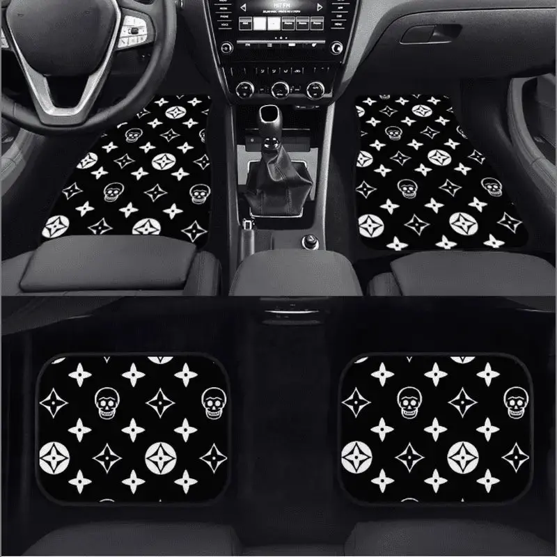 Custom Skull Shuriken Black Floor Mats 1