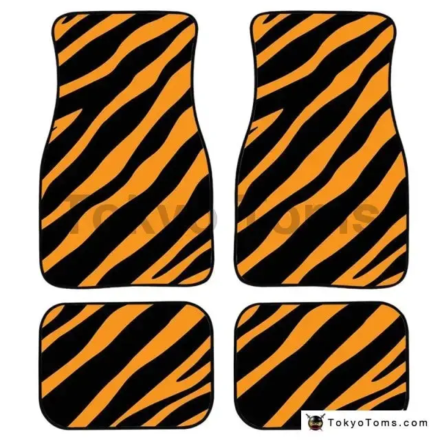 Custom Universal Car Foor Mats Zebra Stripe - Orange 1