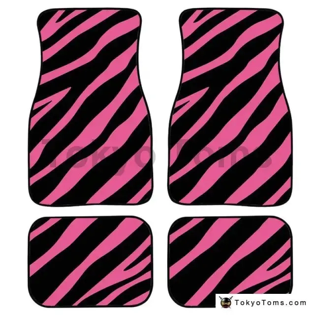 Custom Universal Car Foor Mats Zebra Stripe - Pink 1