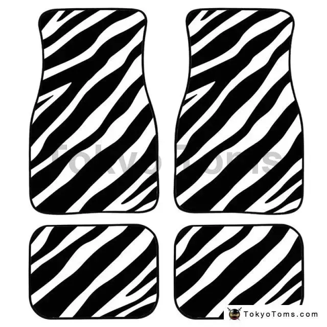 Custom Universal Car Foor Mats Zebra Stripe - White 1