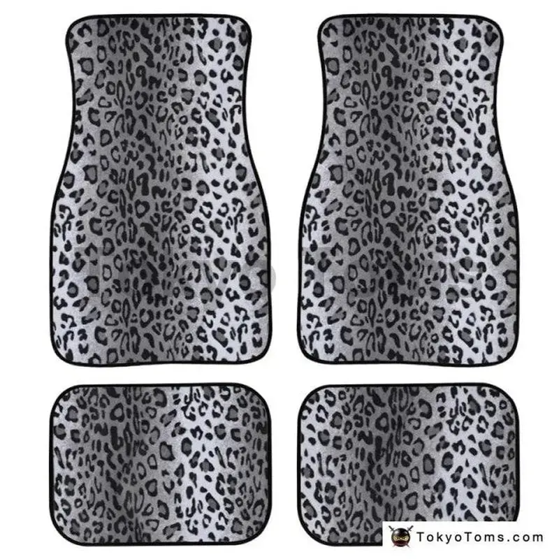 Custom Universal Leopard Floor Mats  - White Leopard 1