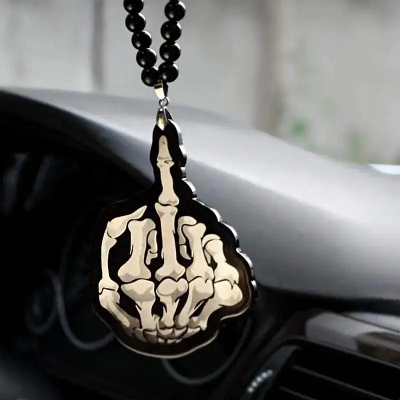 Dirty Finger Skeleton Interior Rear View Mirror Ornament 1