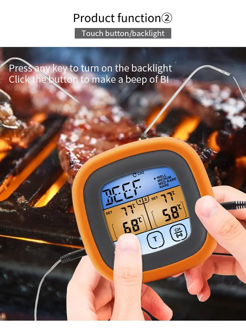 Double Probe Bbq Thermometer Food Meat Temperature Measurement Tool 1