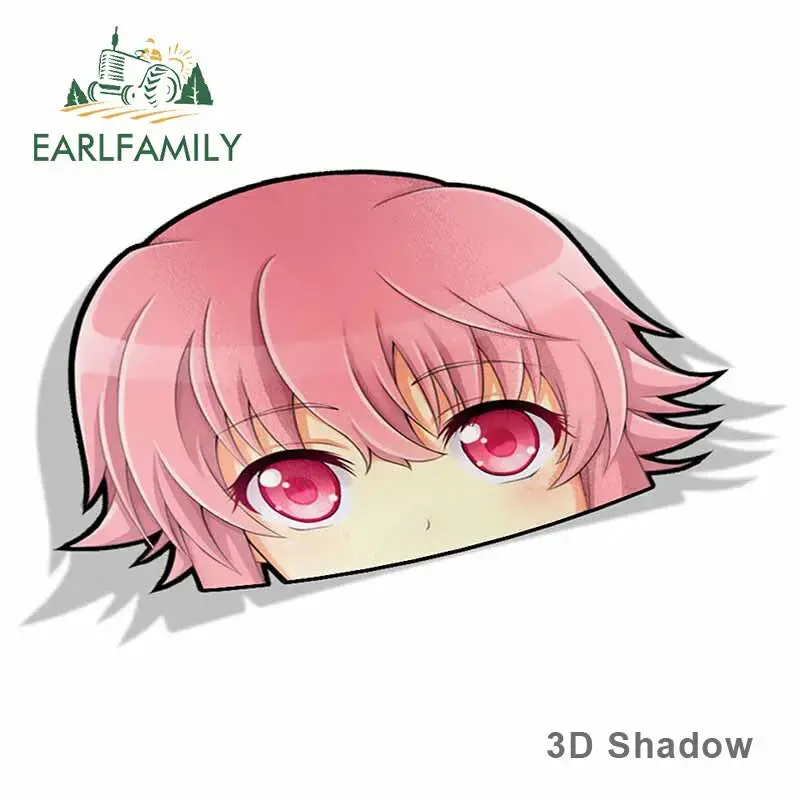 Earlfamily Car Sticker For Yuno Gasai Future Diary Peeker Big Head Anime Vinyl Rear Windshield Trunk Decal Car Accessories 1