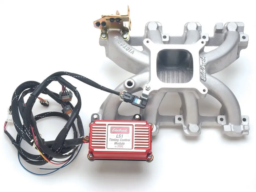 Edelbrock Ls1 Carbureted Victor Jr Intake Manifold With Timing Control Box 1