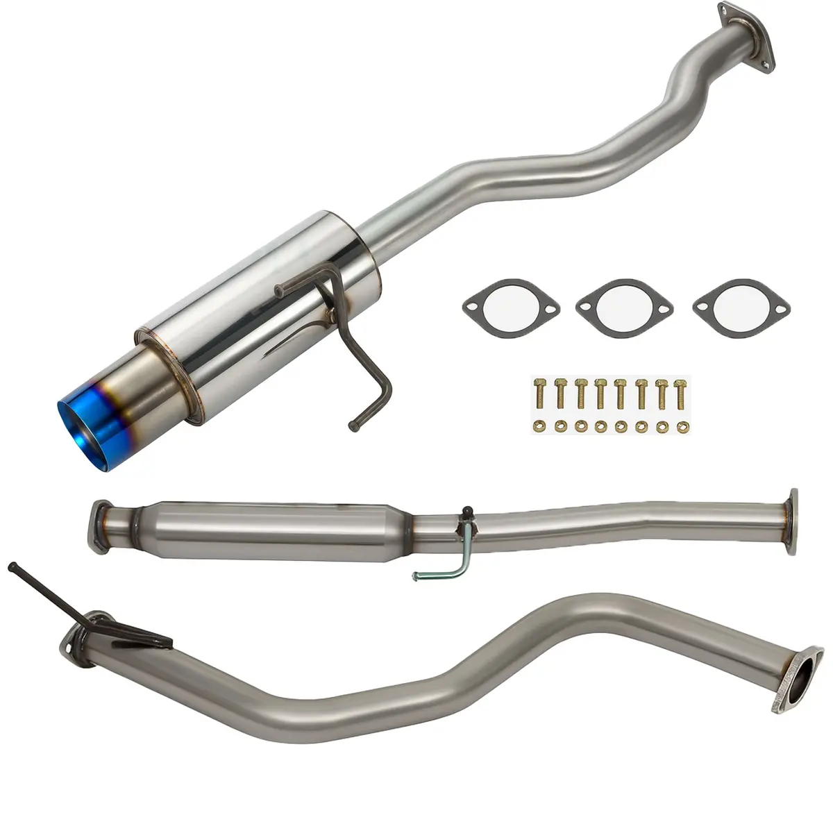 4.5” Stainless Steel Catback Exhaust Muffler For Honda Civic Hatch 76Mm 92-95 Eg 1