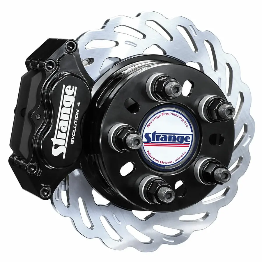Str-B1706wce - Strange Evolution Dynamic Drive Mount Rear Brake Kit For New Style Big Ford / Torino Housing Ends With Evolution S Rotors, 4 Piston Billet Evolution 4 Calipers & Dtc-30 Semi Metallic Pads 1