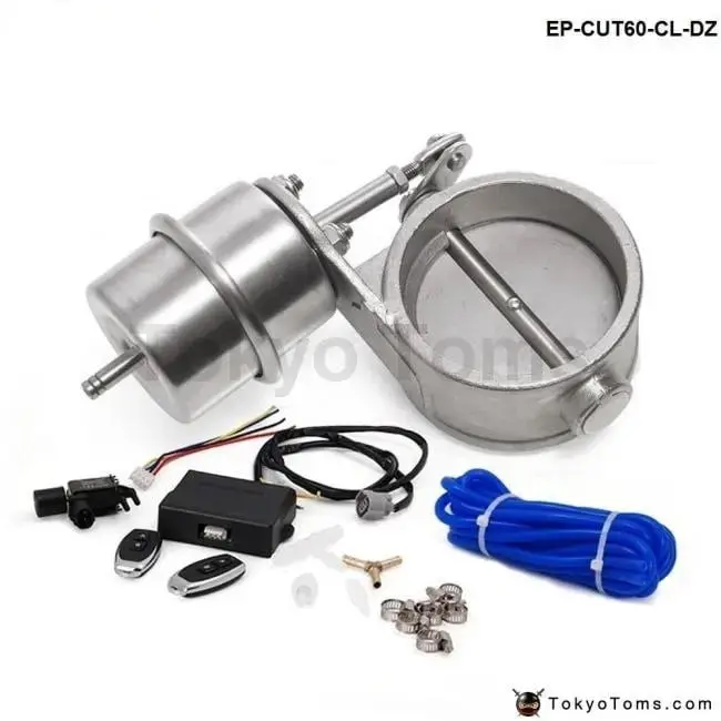 Exhaust Control Valve Cutout 2.3" 60Mm Pipe Close Style With Vacuum Actuator With Wireless Remote Controller Set 1