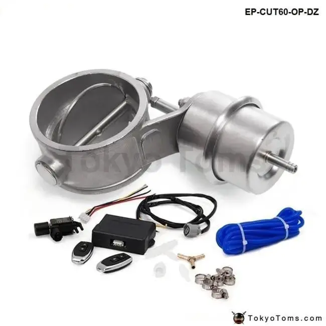 Exhaust Control Valve Cutout 2.3" 60Mm Pipe Open Style With Vacuum Actuator With Wireless Remote Controller Set 1