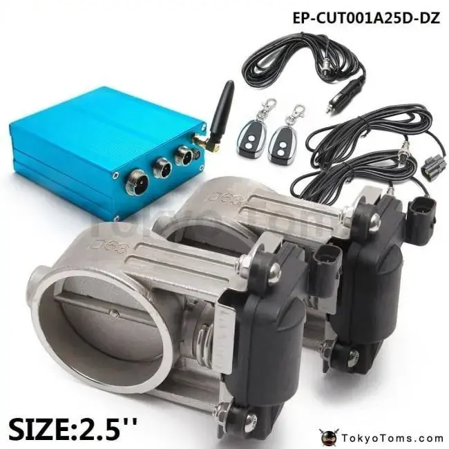 Exhaust Control Valve Dual Set W Remote Cutout Control For 2.5" 63Mm Pipe 2 Sets 1