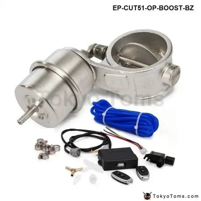 Exhaust Control Valve Set Cutout 2" 51Mm Pipe Opend With Boost Actuator With Wireless Remote Controller Set 1