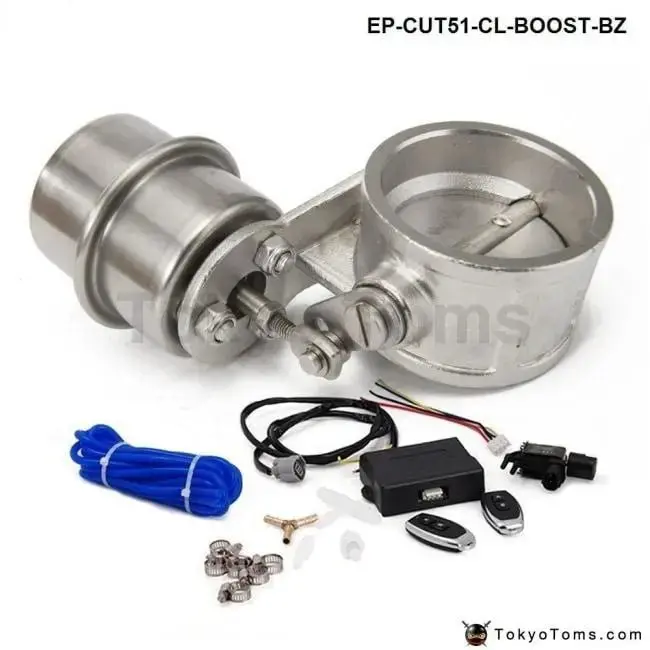 Exhaust Control Valve Set Cutout 2"51Mm Pipe Closed With Boost Actuator With Wireless Remote Controller Set 1