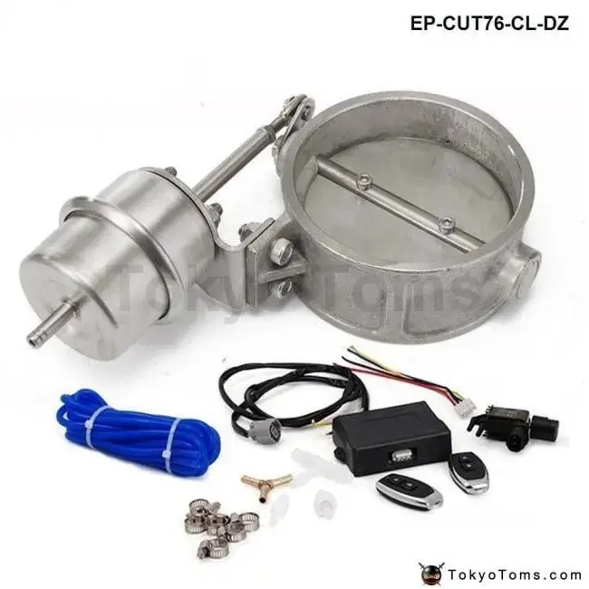 Exhaust Control Valve Set Cutout 3"76Mm Pipe Close Style With Vacuum Actuator With Wireless Remote Controller Set 1