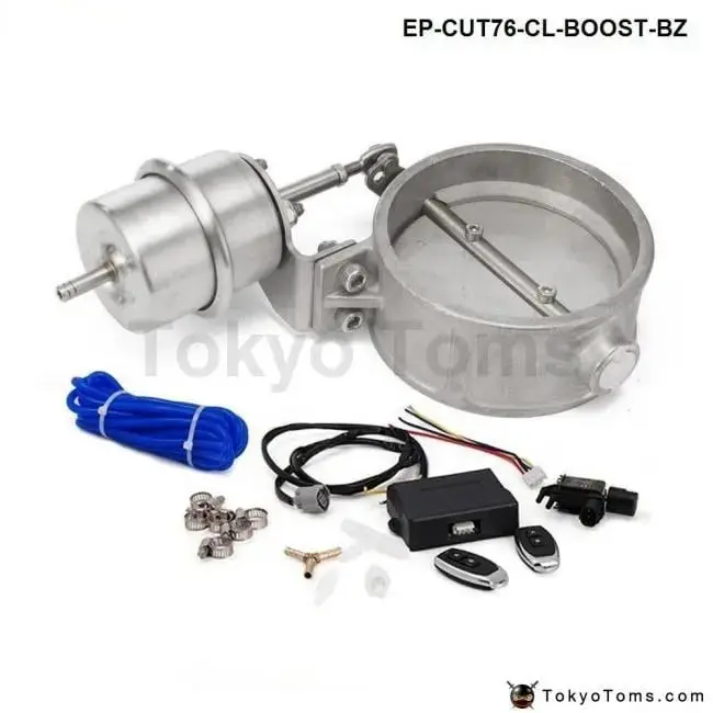 Exhaust Control Valve Set With Boost Actuator Cutout 3"76Mm Pipe Closed With Wireless Remote Controller Set 1