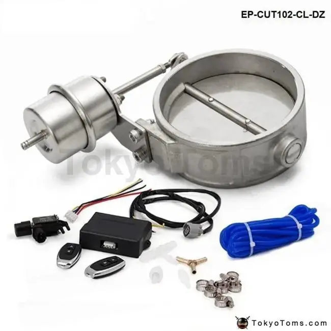 Exhaust Control Valve Set With Vacuum Actuator Cutout 102Mm Pipe Close Style With Wireless Remote Controller 1