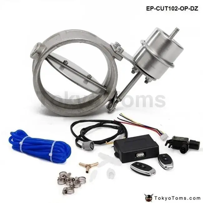 Exhaust Control Valve Set With Vacuum Actuator Cutout 102Mm Pipe Open Style With Wireless Remote Controller 1