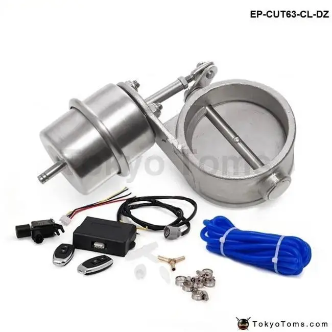 Exhaust Control Valve Set With Vacuum Actuator Cutout 2.5" 63Mm Pipe Close Style With Wireless Remote Controller 1