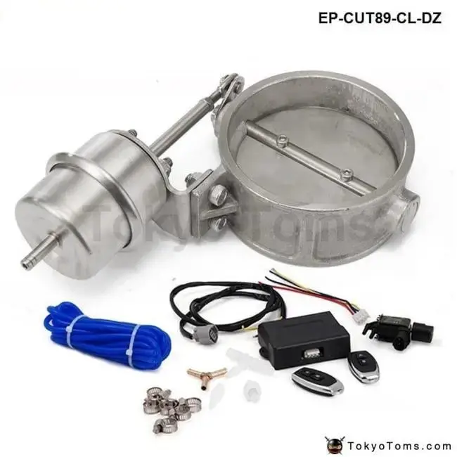 Exhaust Control Valve Set With Vacuum Actuator Cutout 89Mm Pipe Close Style With Wireless Remote Controller 1