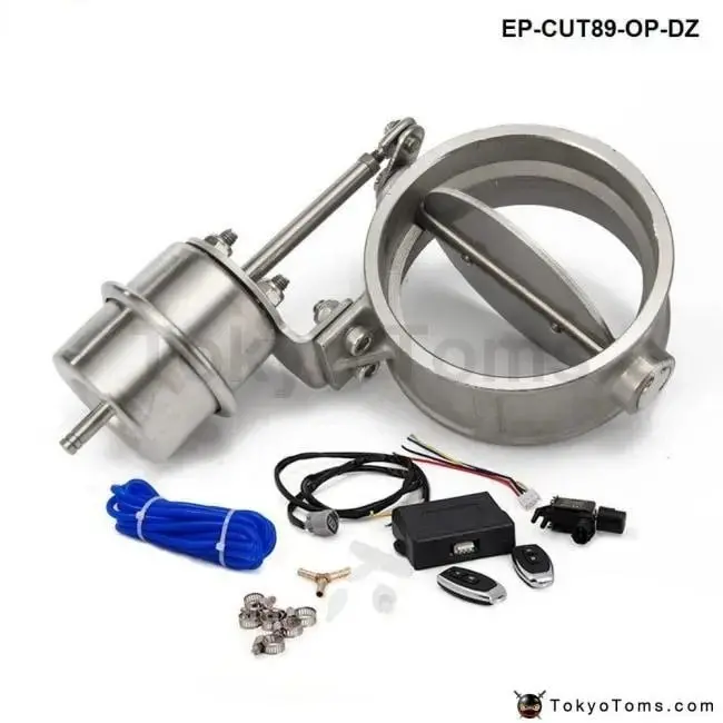 Exhaust Control Valve Set With Vacuum Actuator Cutout 89Mm Pipe Open Style With Wireless Remote Controller 1