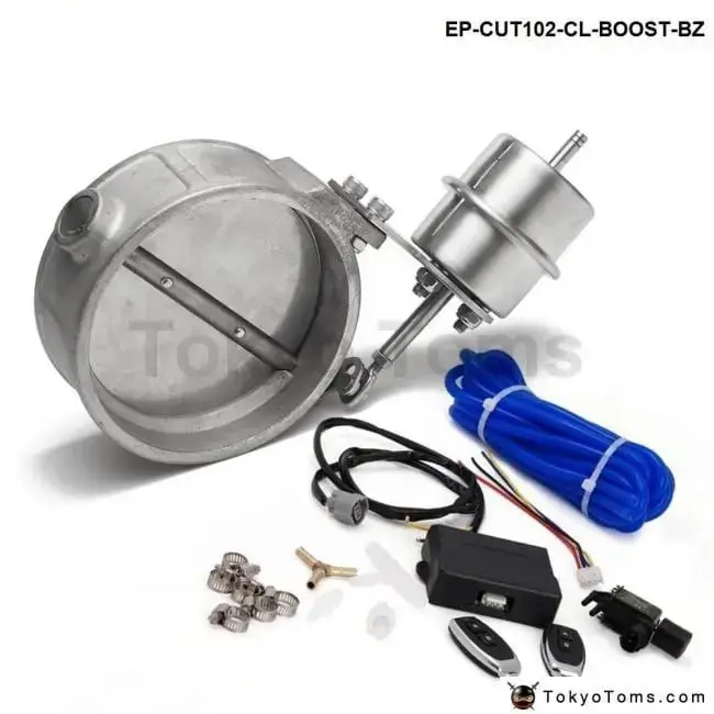 Exhaust Control Valve With Boost Actuator Cutout 102Mm Pipe Close With Wireless Remote Controller Set 1