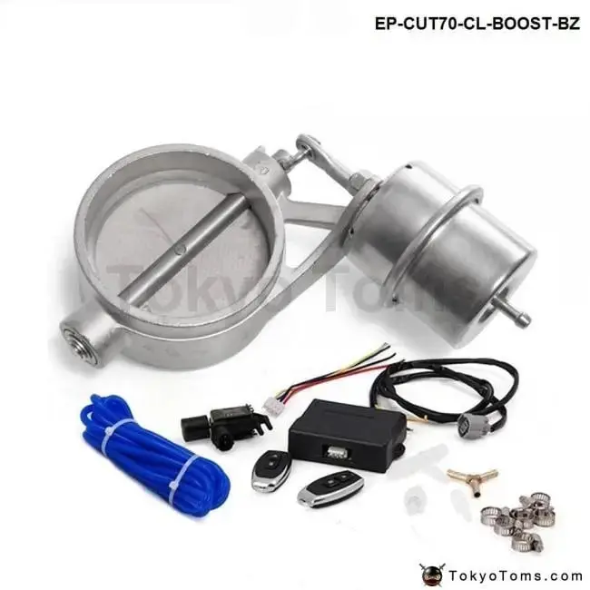 Exhaust Control Valve With Boost Actuator Cutout 70Mm Pipe Closed With Wireless Remote Controller Set 1