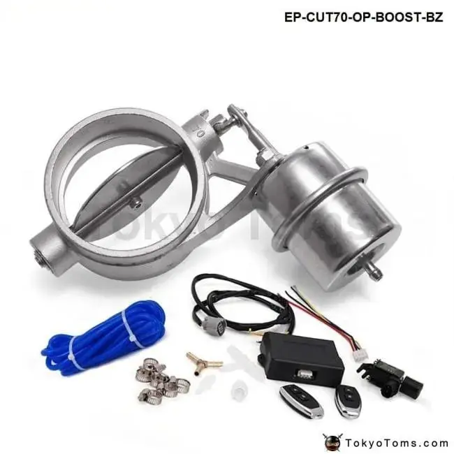 Exhaust Control Valve With Boost Actuator Cutout 70Mm Pipe Opend With Wireless Remote Controller Set 1