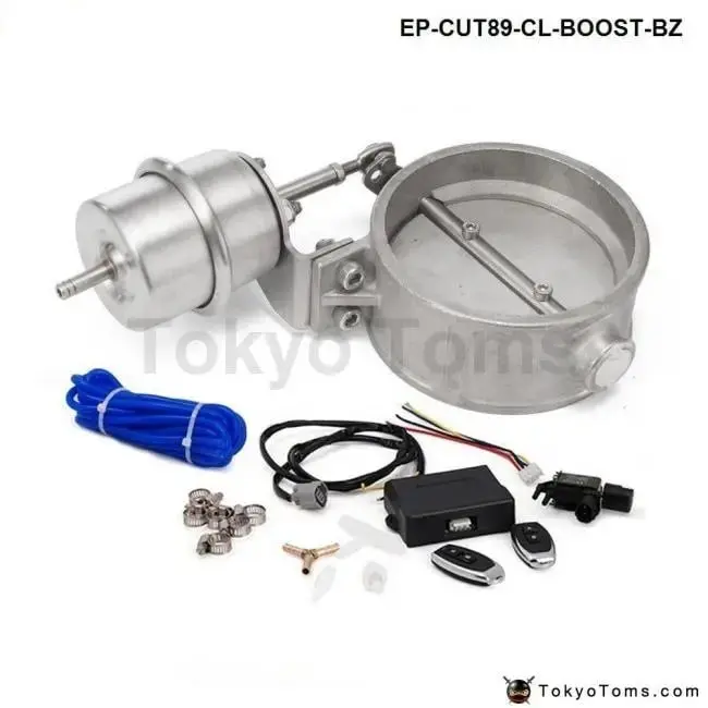 Exhaust Control Valve With Boost Actuator Cutout 89Mm Pipe Close With Wireless Remote Controller Set 1