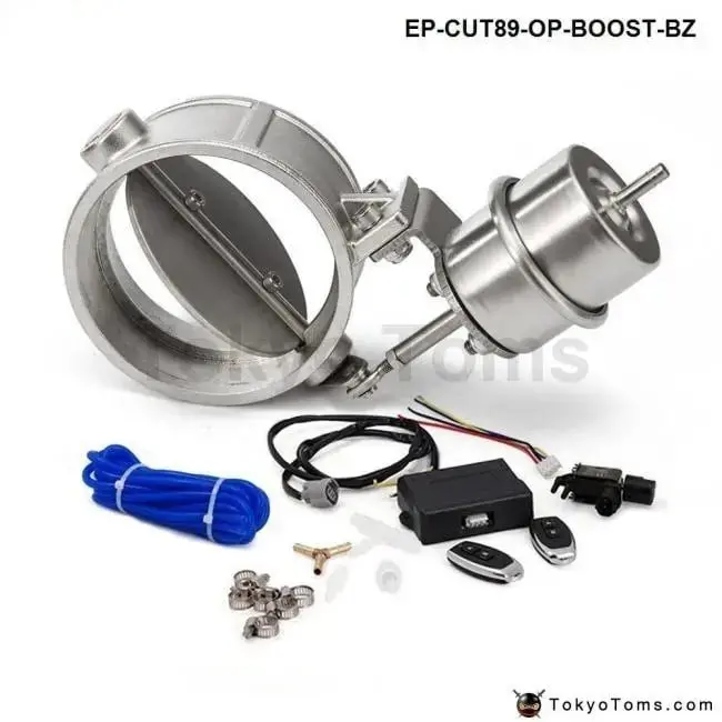 Exhaust Control Valve With Boost Actuator Cutout 89Mm Pipe Opend With Wireless Remote Controller Set 1