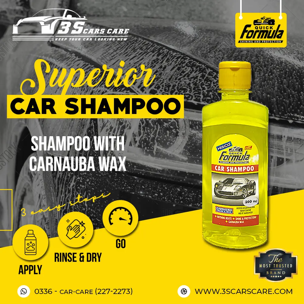 Formula Car Shampoo Carnauba Wash & Wax 200Ml – High Foam | Ph Balanced | Deep Gloss & Protection 2