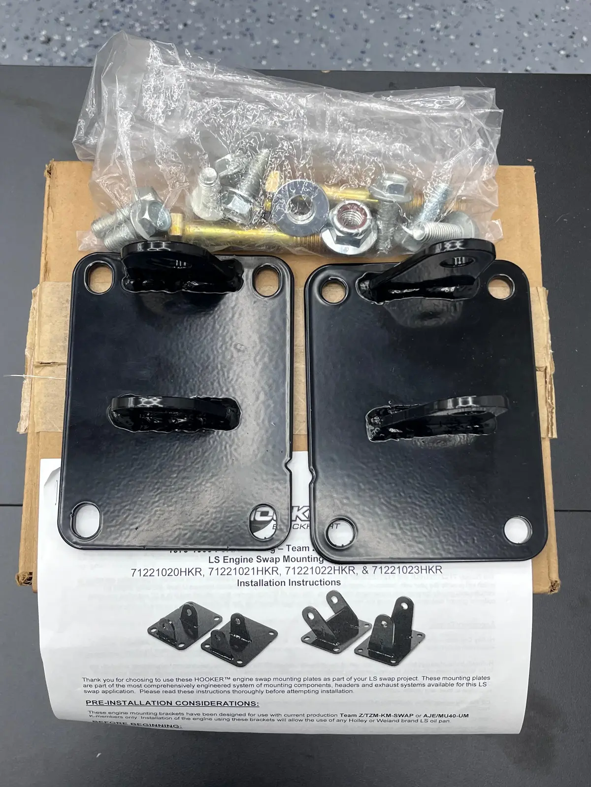 Hooker Blackheart 71221020Hkr Ls Engine Mount Brackets – 79–93 Mustang W/ Team Z K-Member – New Open Box 1
