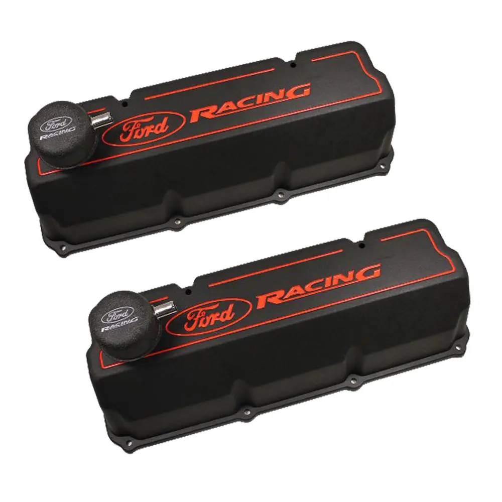 Ford 351C Aluminum Valve Cover Set - Black Finish 1
