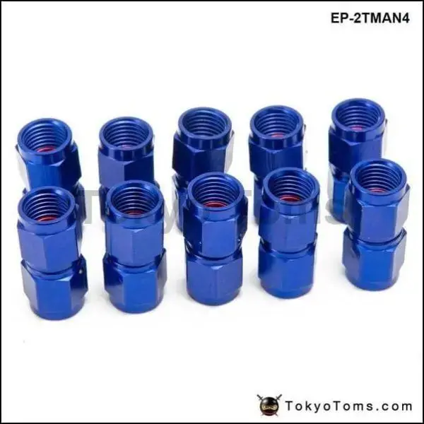 10Pcs/Set Blue 2-Side Female Swivel Hose End Fuel/Fluid 4An Fitting Adapter Universal 1